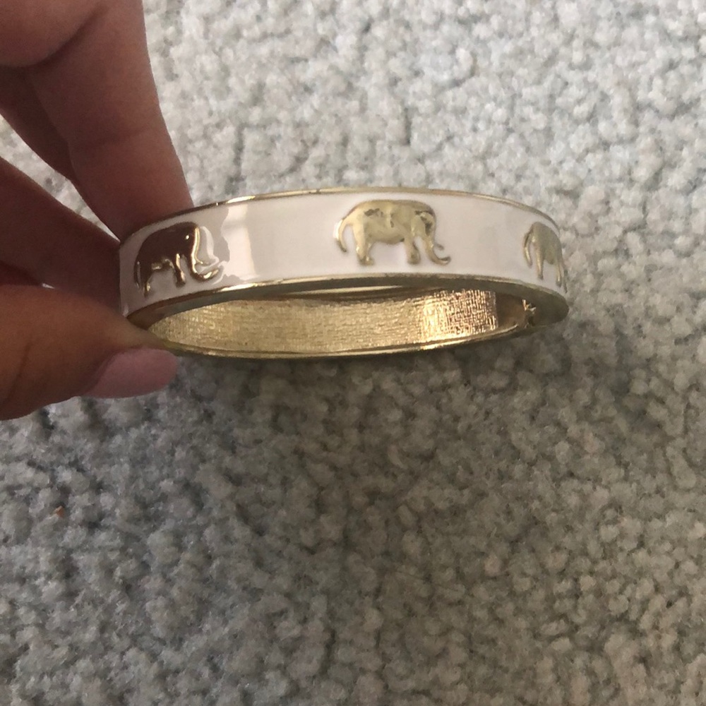 White and Gold Elephant Bangel